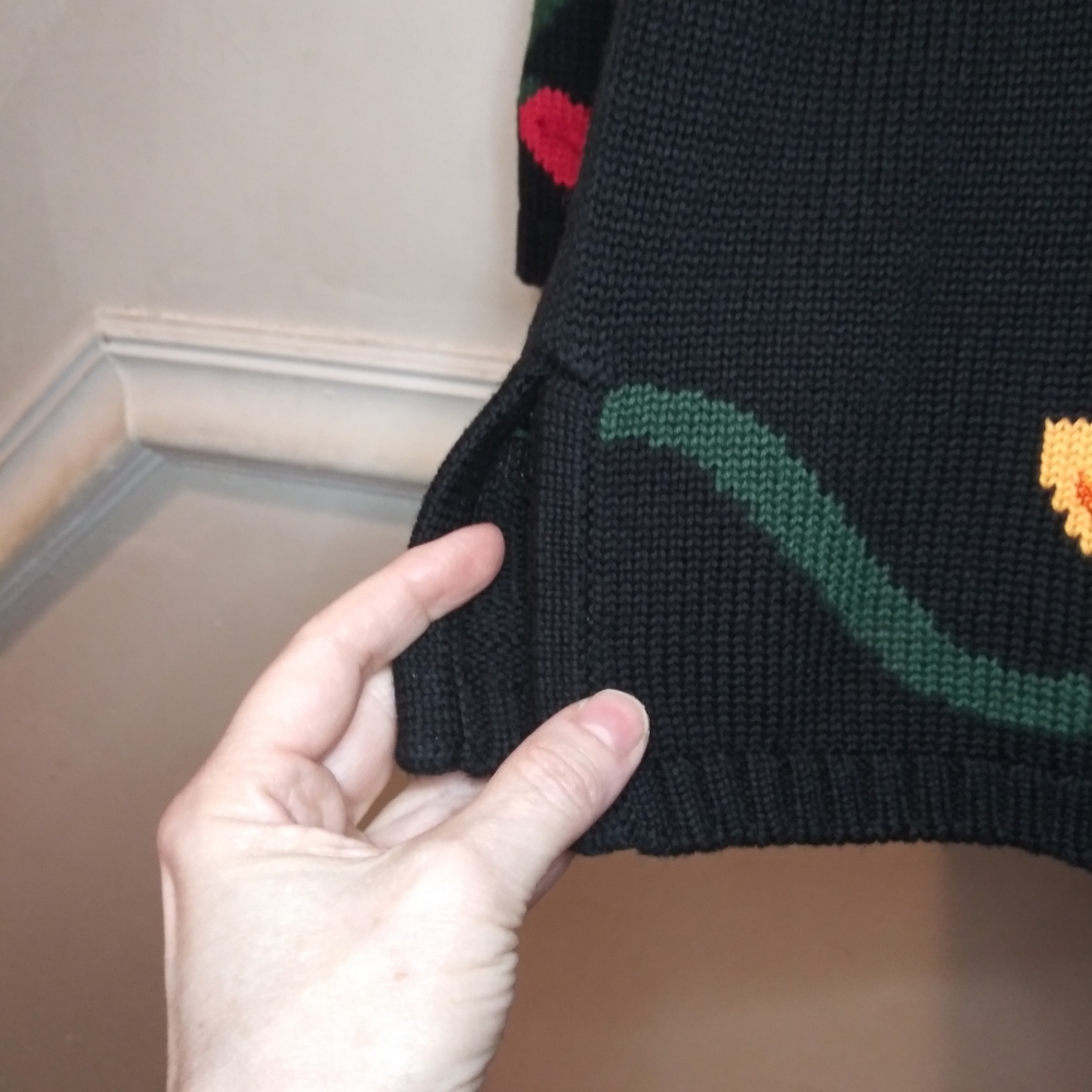 Quacker Factory Black/Multi Reindeer Teddy Bear & Christmas Lights Tunic Sweater - Picture 6 of 12